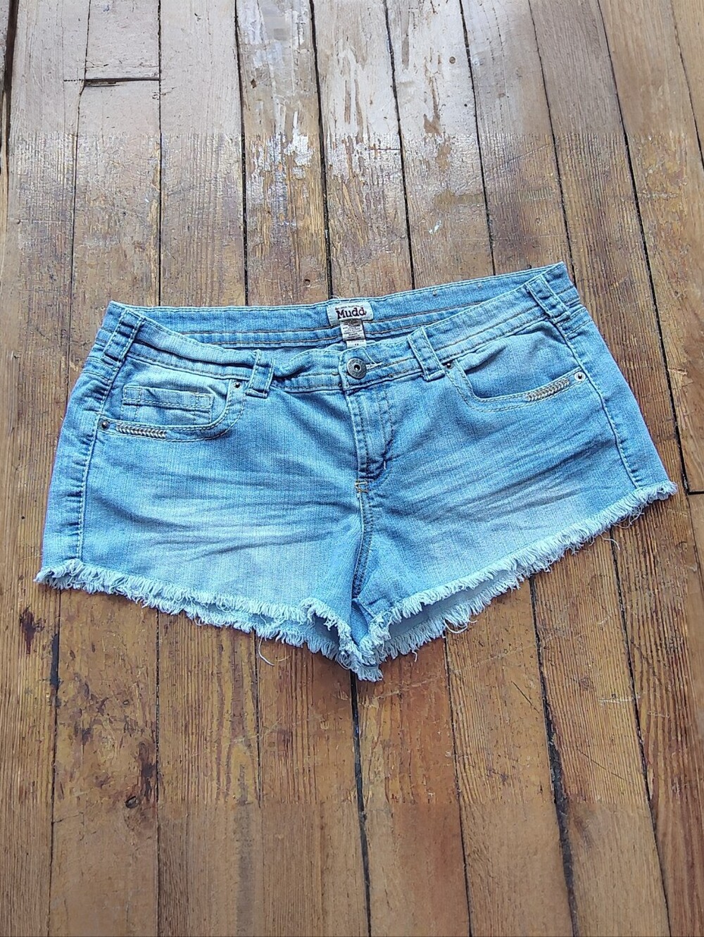 Mudd Y2K Vintage Denim Low Rise Micro Mini Shorts Size 17 XL Jean Shorts